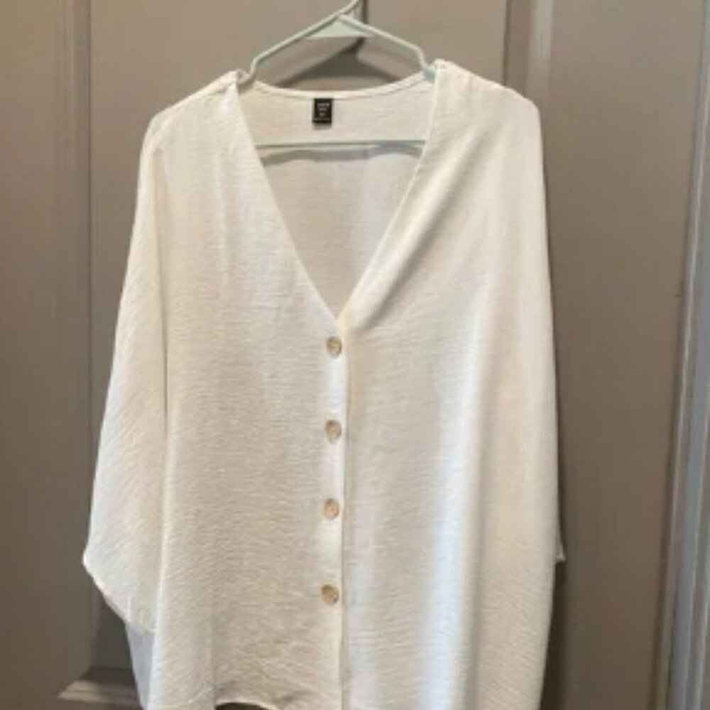 White Button-Up Crop Top